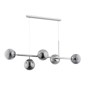 Lámpara colgante DANSA 5xE14/10W/230V gris/cromo brillante
