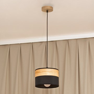 Lámpara colgante de cable ALBA 1xE27/15W/230V Ø 20 cm negro/marrón