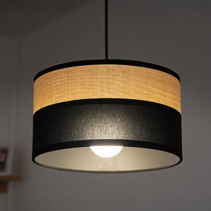Lámpara colgante de cable ALBA 1xE27/15W/230V Ø 20 cm negro/marrón