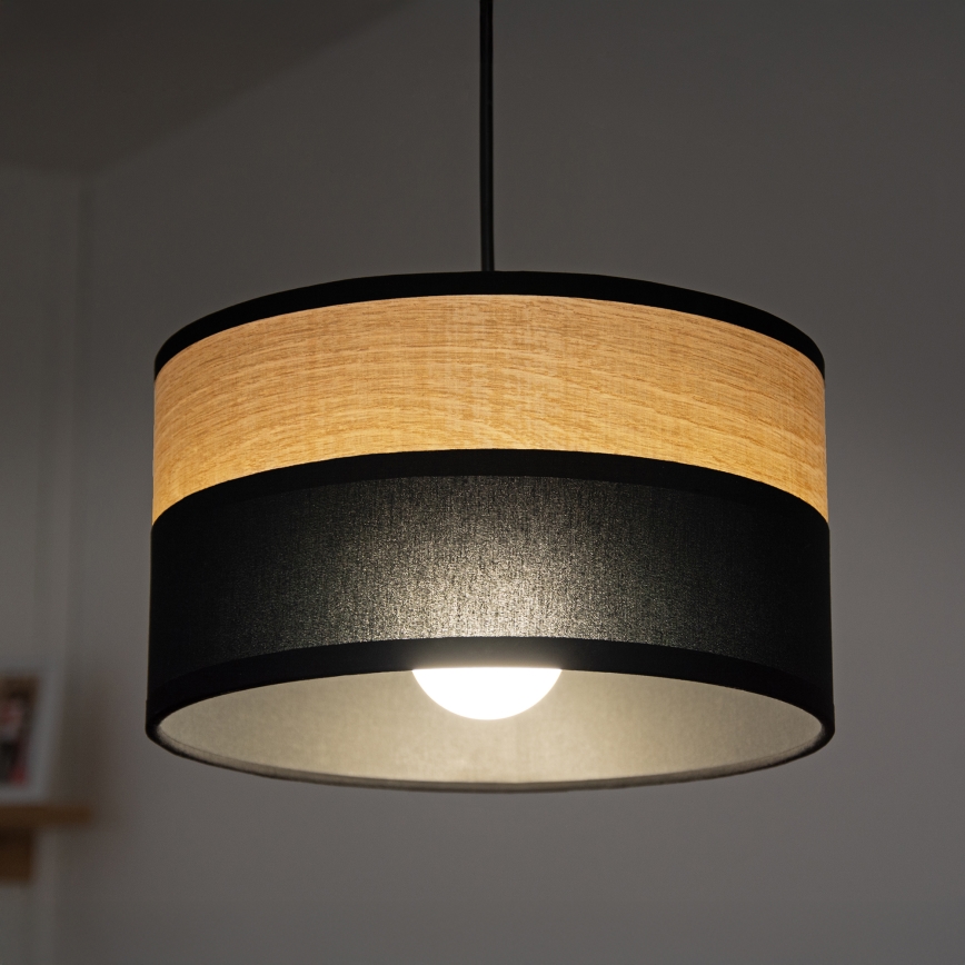 Lámpara colgante de cable ALBA 1xE27/15W/230V Ø 20 cm negro/marrón