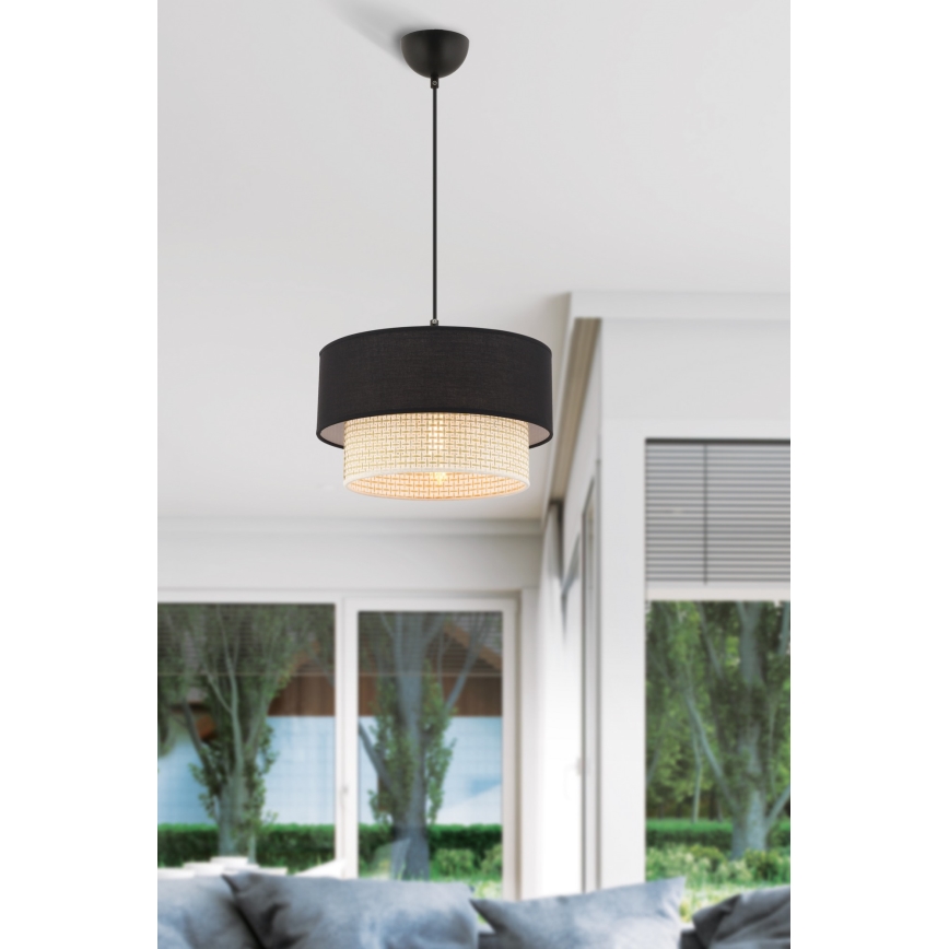 Lámpara colgante de cable ECHO 1xE27/60W/230V negra/crema