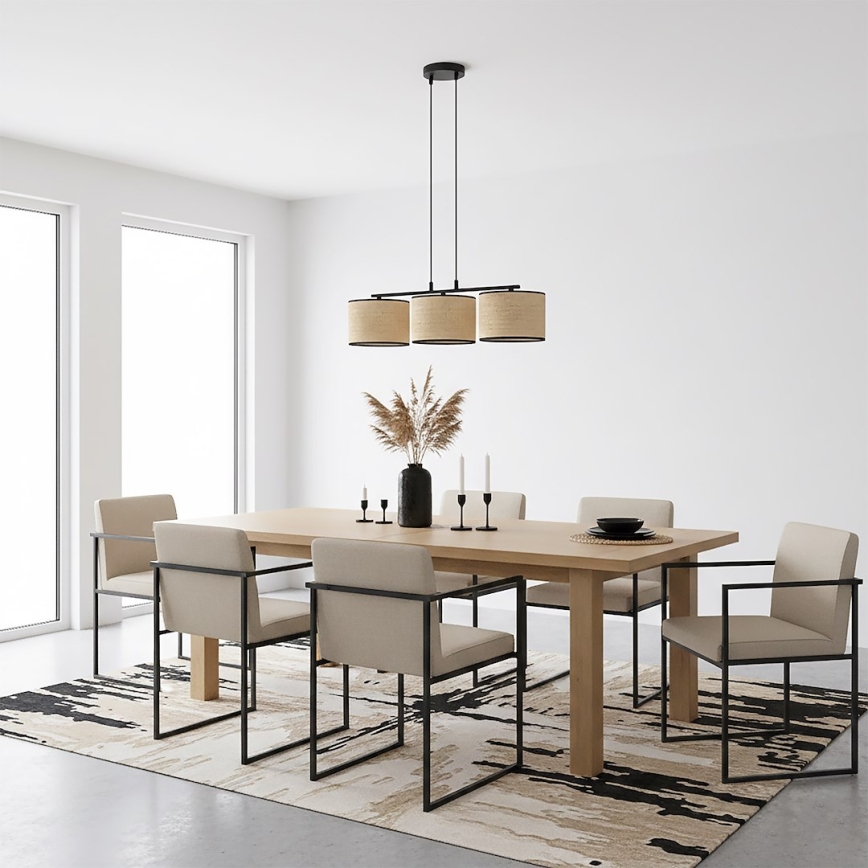Lámpara colgante de cable ECO 3xE27/15W/230V beige/ratán