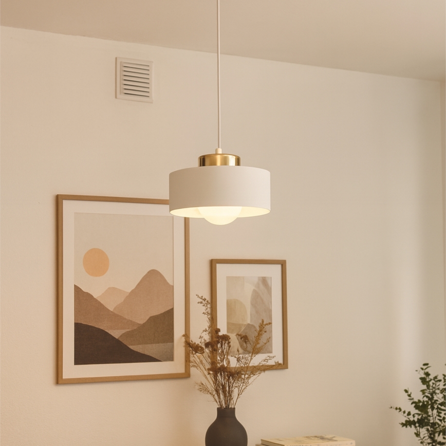 Lámpara colgante de cable IGNIA 1xE27/60W/230V blanco/dorado