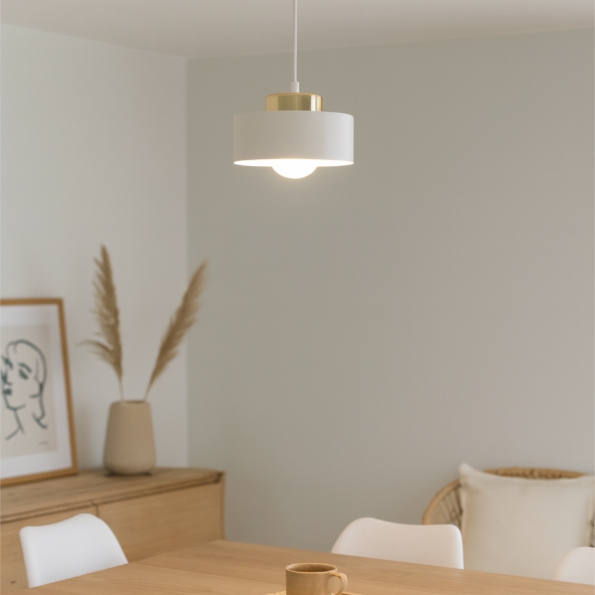 Lámpara colgante de cable IGNIA 1xE27/60W/230V blanco/dorado