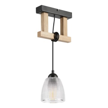 Lámpara colgante de cable LEANDRA 1xE27/15W/230V roble/negro