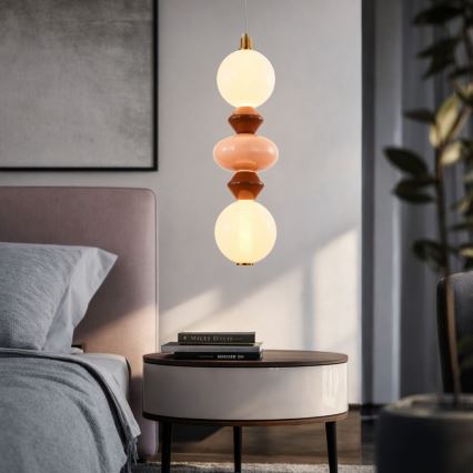 Lámpara colgante de cable LED FLORES LED/15W/230V dorada/naranja/marrón