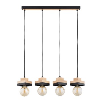 Lámpara colgante de cable MIKO 4xE27/15W/230V negra/beige