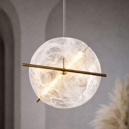 Lámpara colgante de cable RELAX LED/15W/230V dorada/blanca