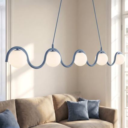 Lámpara colgante de cable SINUS 5xG9/8W/230V azul