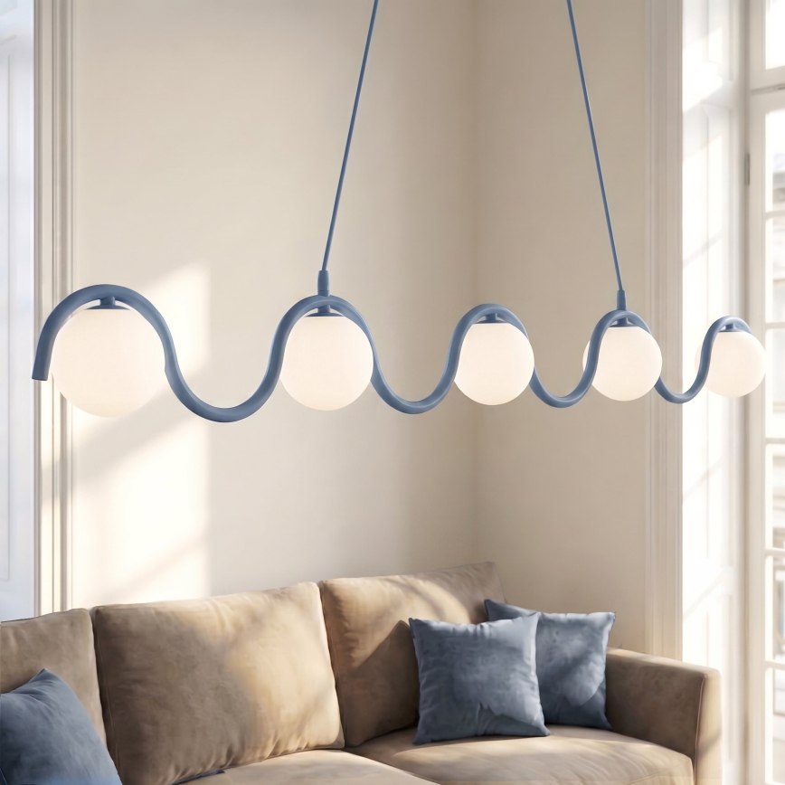 Lámpara colgante de cable SINUS 5xG9/8W/230V azul