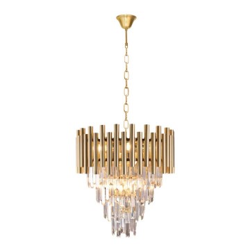 Lámpara colgante de cristal con cadena MADISON 9xE14/40W/230V dorado