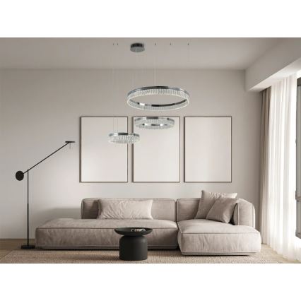 Lámpara colgante regulable de cristal en cable THALIA LED/120W/230V 3000-6000K + mando a distancia