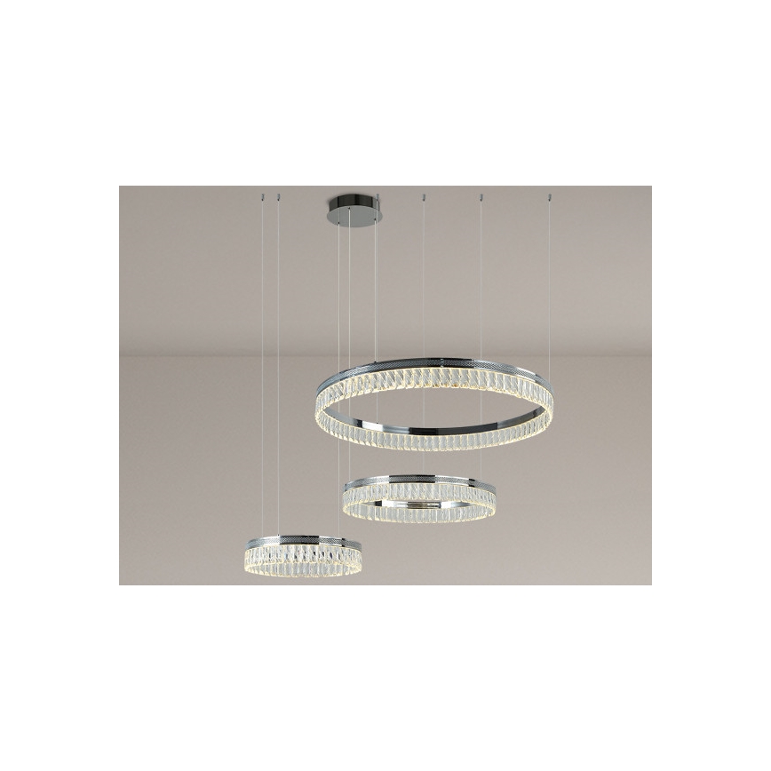 Lámpara colgante regulable de cristal en cable THALIA LED/120W/230V 3000-6000K + mando a distancia