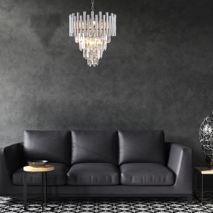 Lámpara colgante de cristal MADISON 9xE14/40W/230V cromo brillante