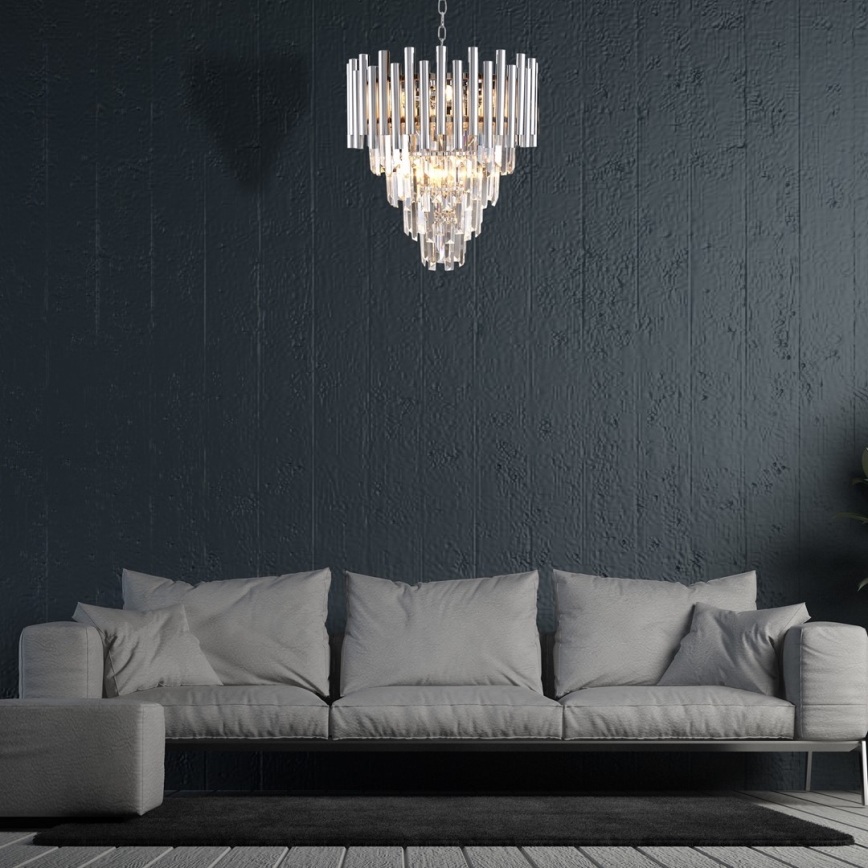Lámpara colgante de cristal MADISON 9xE14/40W/230V cromo brillante