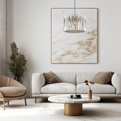 Lámpara colgante de cristal RITZ 7xE14/40W/230V cromo brillante