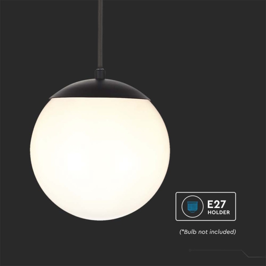 Lámpara colgante de exterior con cable, 1xE27/60W/230V, Ø 20 cm, IP44, negra