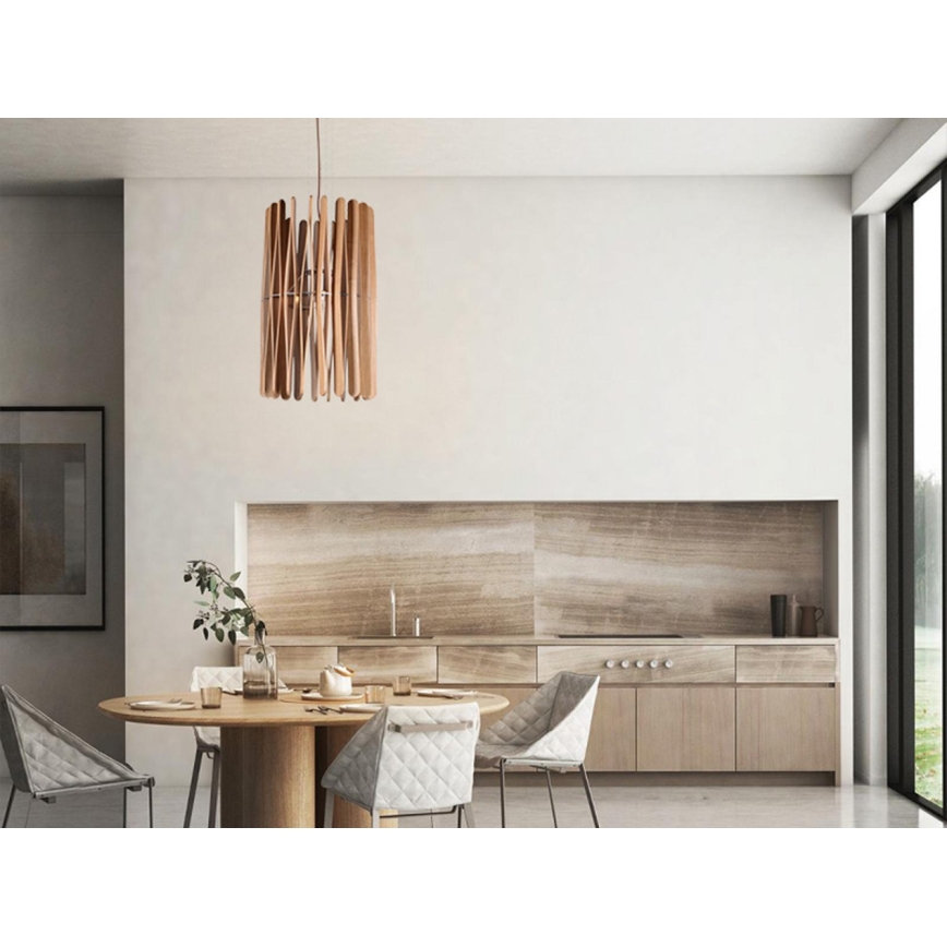 Lámpara colgante de madera con cable 1xE27/60W/230V Ø 38 cm madera maciza/fresno/madera de hevea