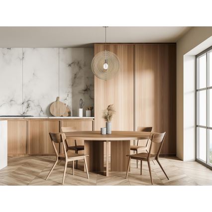 Lámpara colgante de madera con cable 1xE27/60W/230V Ø 43,5 cm madera maciza/chapa/haya/hevea