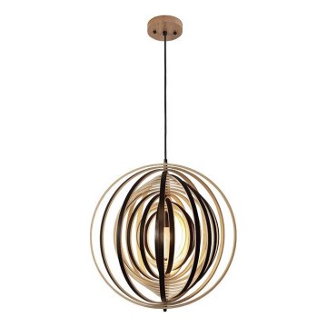 Lámpara colgante de madera con cable 1xE27/60W/230V Ø 43,5 cm madera maciza/chapa/madera de caucho (Hevea)