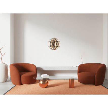 Lámpara colgante de madera con cable 1xE27/60W/230V Ø 43,5 cm madera maciza/chapa/madera de caucho (Hevea)