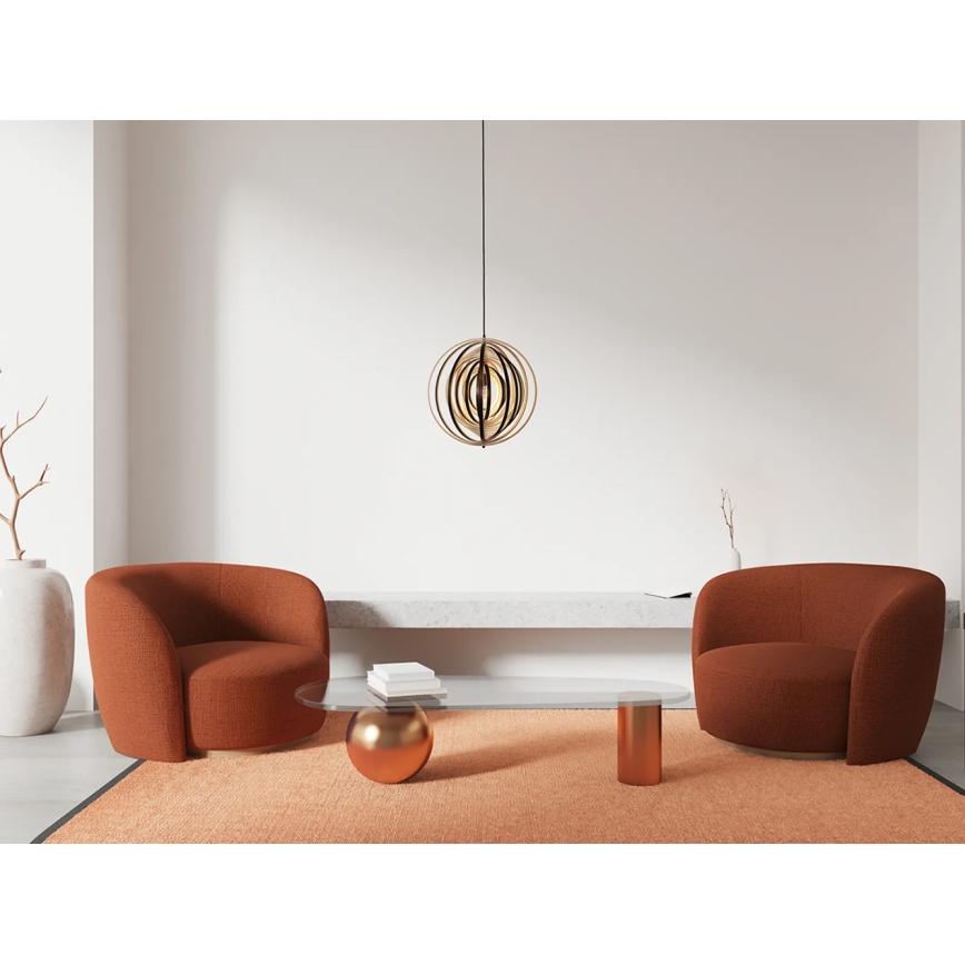 Lámpara colgante de madera con cable 1xE27/60W/230V Ø 43,5 cm madera maciza/chapa/madera de caucho (Hevea)