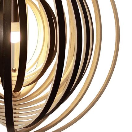 Lámpara colgante de madera con cable 1xE27/60W/230V Ø 43,5 cm madera maciza/chapa/madera de caucho (Hevea)