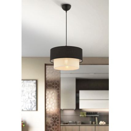 Lámpara colgante ECHO con cable 1xE27/60W/230V negro/crema