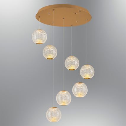 Lámpara colgante en cable CREMONA 7xLED/5W/230V 3000K dorado