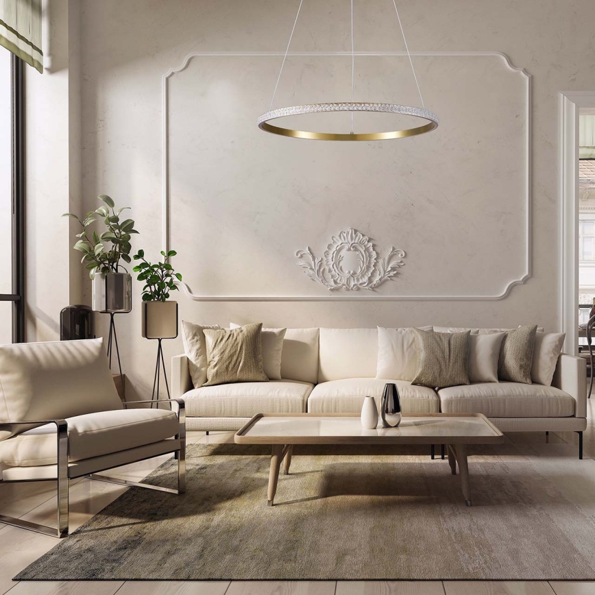 Lámpara colgante en cable DIANA LED/25W/230V 4000K Ø 50 cm dorada