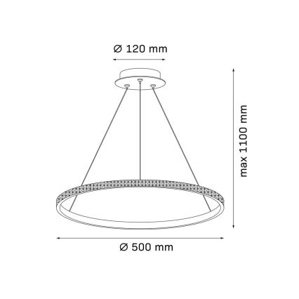 Lámpara colgante en cable DIANA LED/25W/230V 4000K Ø 50 cm dorada