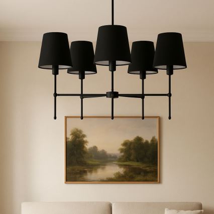 Lámpara colgante en varilla MADELA 5xE14/40W/230V negra