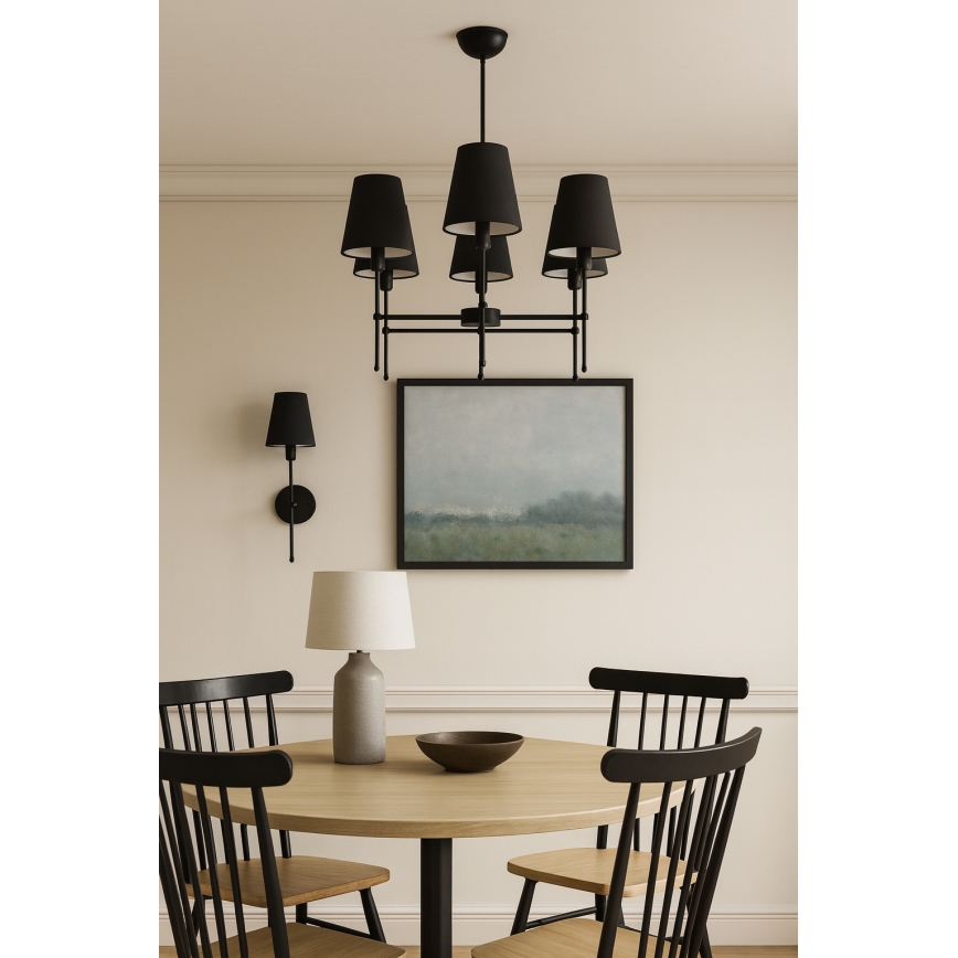 Lámpara colgante en varilla MADELA 5xE14/40W/230V negra