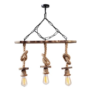 Lámpara colgante EREBOS con cadena 3xE27/40W/230V marrón