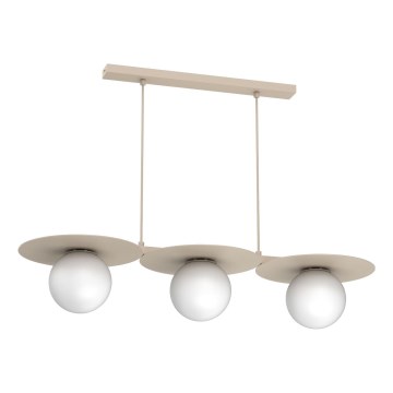Lámpara colgante FLAT con cable 3xE27/15W/230V beige