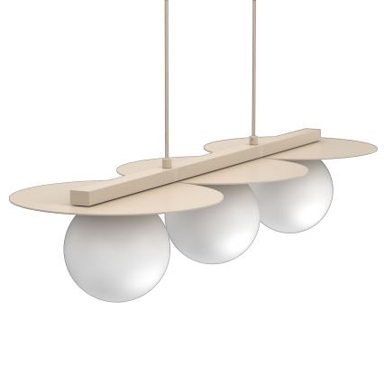 Lámpara colgante FLAT con cable 3xE27/15W/230V beige