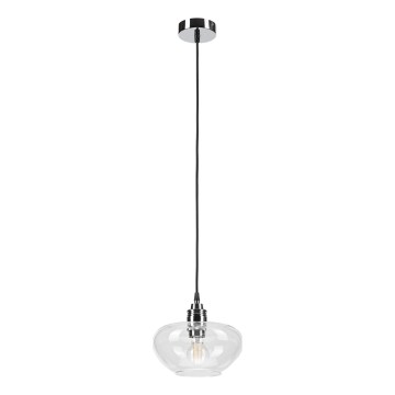 Lámpara colgante FLO con cable 1xE27/15W/230V cromo brillante/transparente