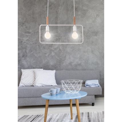 Lámpara colgante FRAME 2xE27/60W/230V blanco