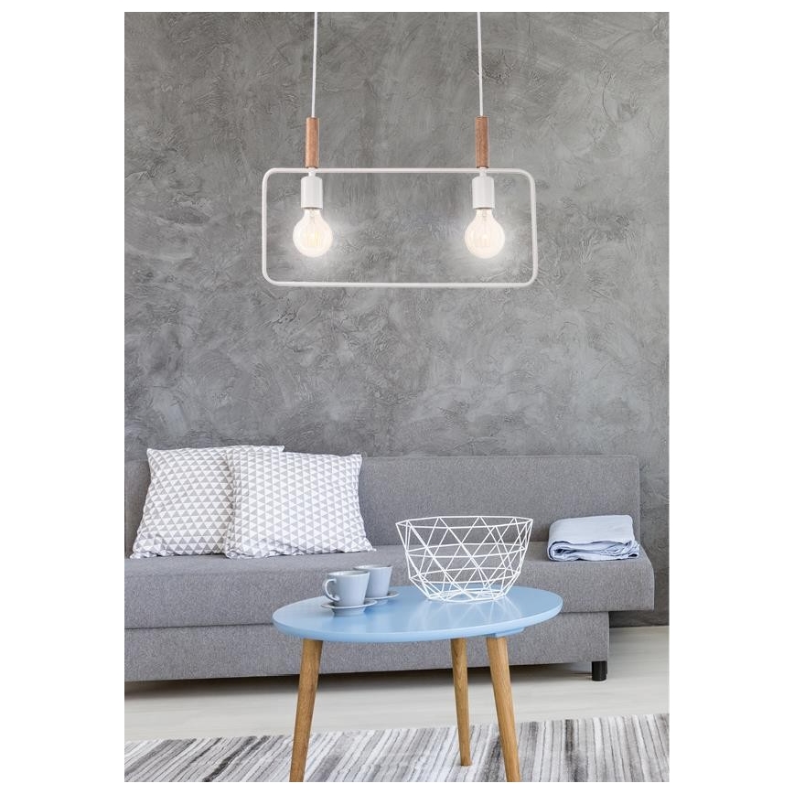 Lámpara colgante FRAME 2xE27/60W/230V blanco
