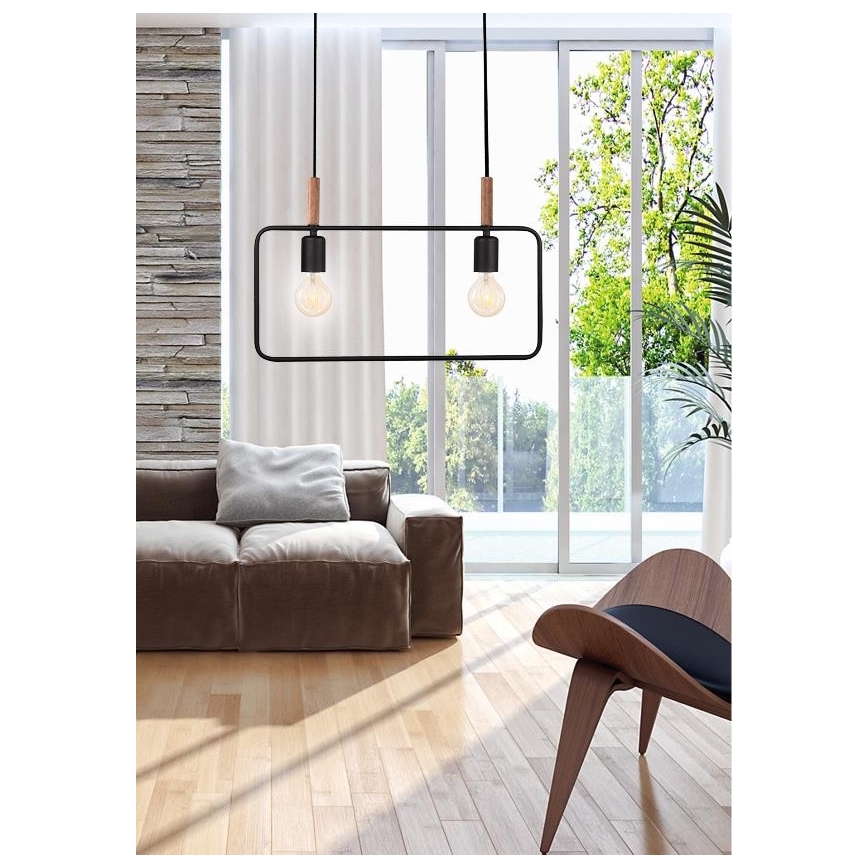 Lámpara colgante FRAME 2xE27/60W/230V negro