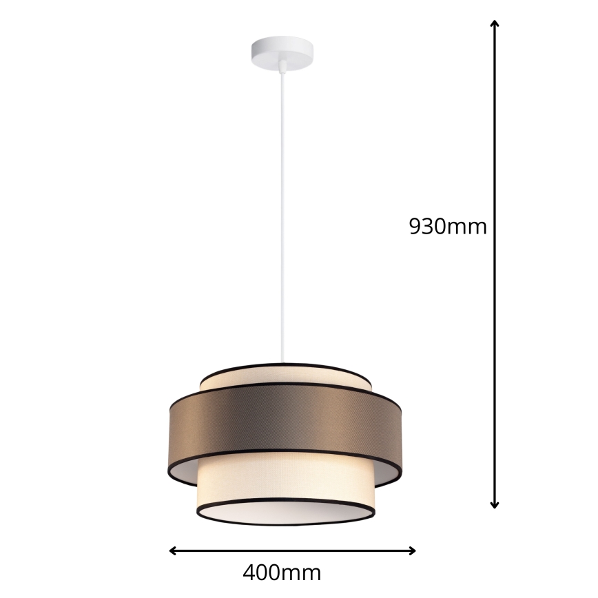 Lámpara colgante GRACE 1xE27/60W/230V diá. 40 cm color crema/marrón