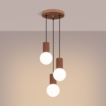 Lámpara colgante HALO 3xG9/8W/230V diá. 25 cm marrón