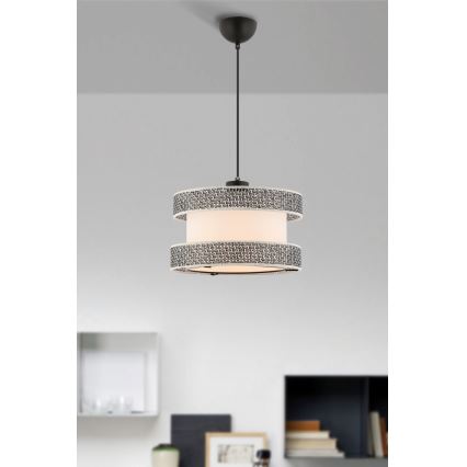Lámpara colgante HALO con cable 1xE27/60W/230V crema/gris