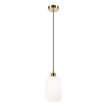 Lámpara colgante HARMA 1xE27/15W/230V diá. 14 cm blanco/dorado