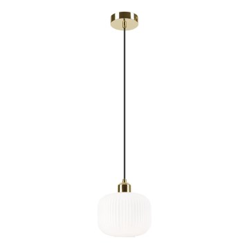 Lámpara colgante HARMA 1xE27/15W/230V diá. 20 cm blanco/dorado