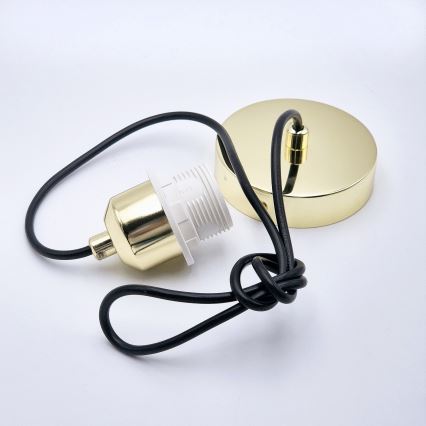 Lámpara colgante HARMA 1xE27/15W/230V diá. 25 cm blanco/dorado