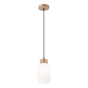 Lámpara colgante HARMONY 1xE27/15W/230V diá. 14 cm blanco/roble