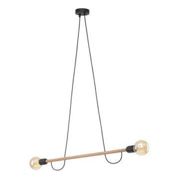 Lámpara colgante HELIX con cable, 2xE27/15W/230V, negro/pino