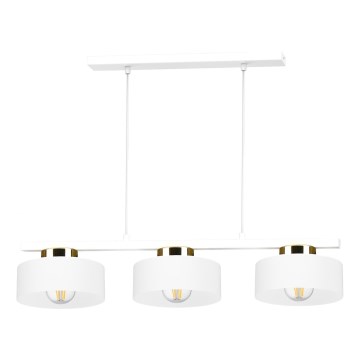 Lámpara colgante IGNIA con cable 3xE27/60W/230V blanco/dorado