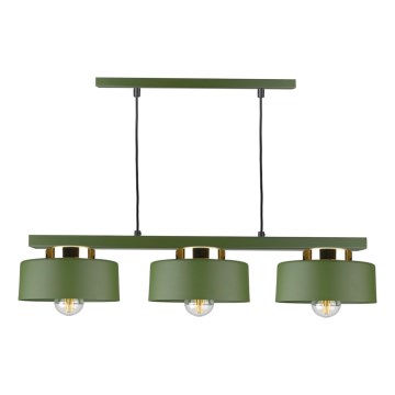 Lámpara colgante IGNIA con cable 3xE27/60W/230V verde/dorado